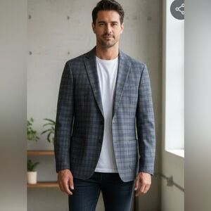 Bar III Charcoal Checkered Blazer